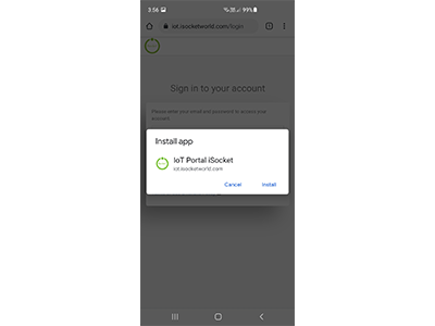 How to install Progressive Web App (PWA) for iSocket IoT Portal on Android - Step 3